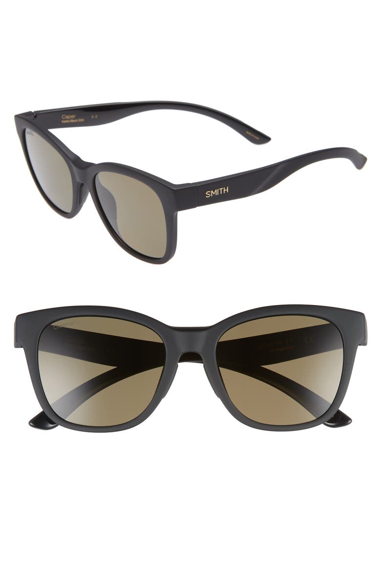 Caper 53mm ChromaPop™ Polarized Square Sunglasses, Alternate, color, MATTE BLACK