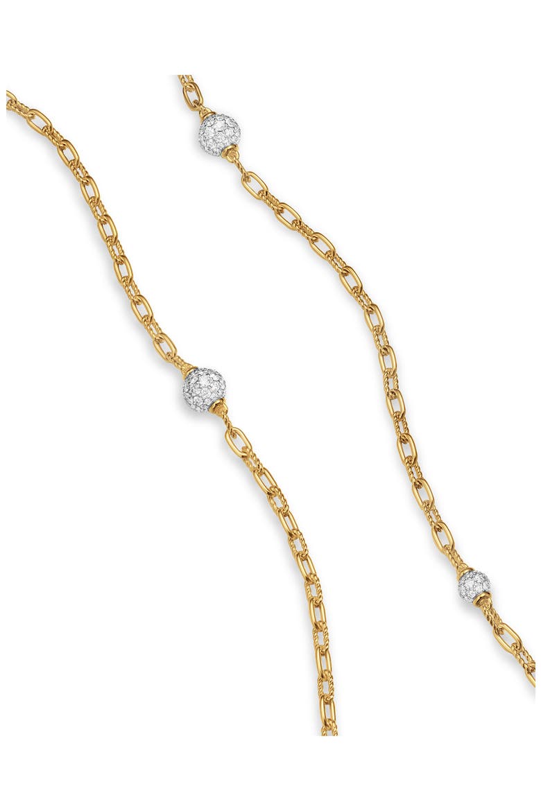 DY Madison® Pavé© Bead Station Necklace in 18K Yellow Gold with Diamonds, 3mm, Alternate, color, DIAMOND