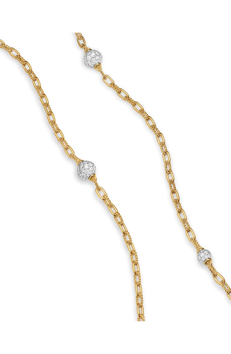 David Yurman DY Madison<sup>®</sup> Pavé<sup>©</sup> Bead Station Necklace in 18K Yellow Gold with Diamonds, 3mm, Alternate, color, Diamond