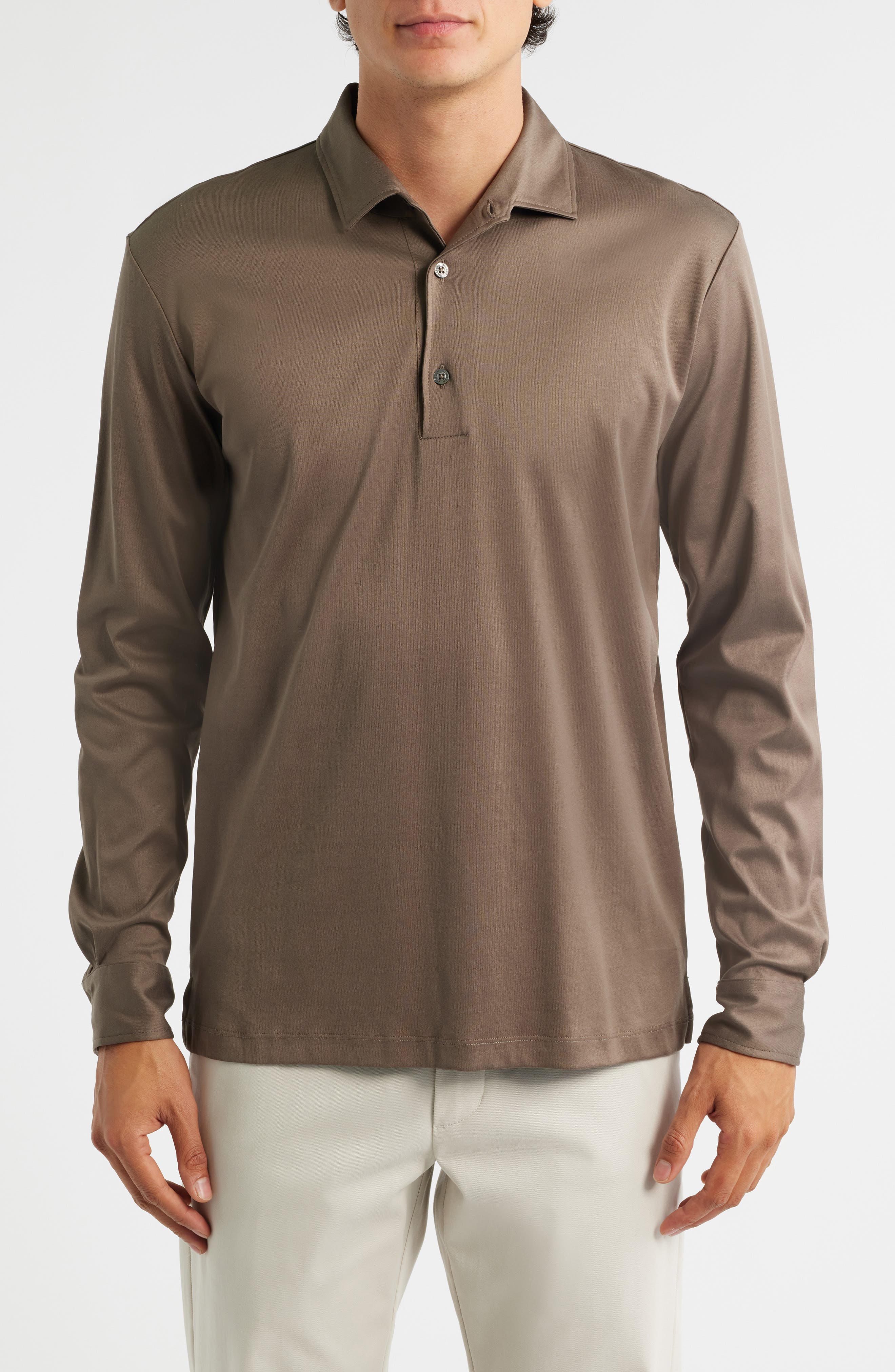 Aurélien Mercerized Cotton Long Sleeve Polo