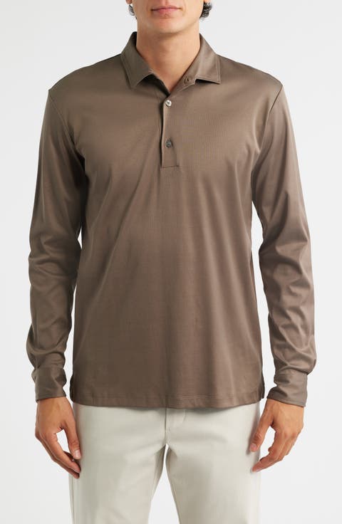 Mercerized Cotton Long Sleeve Polo
