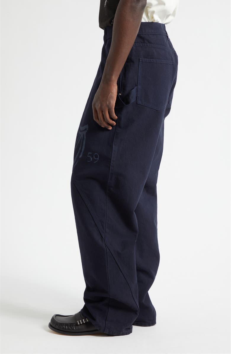 JW Anderson x Guinness Twisted Cotton Canvas Workwear Pants, Alternate, color, Indigo