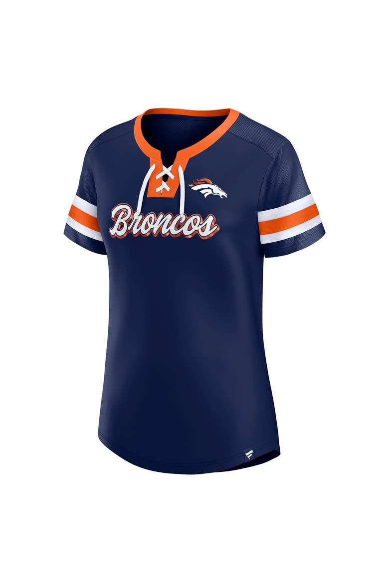 Women's Fanatics Navy Denver Broncos Original State Lace-Up T-Shirt, Alternate, color, Navy