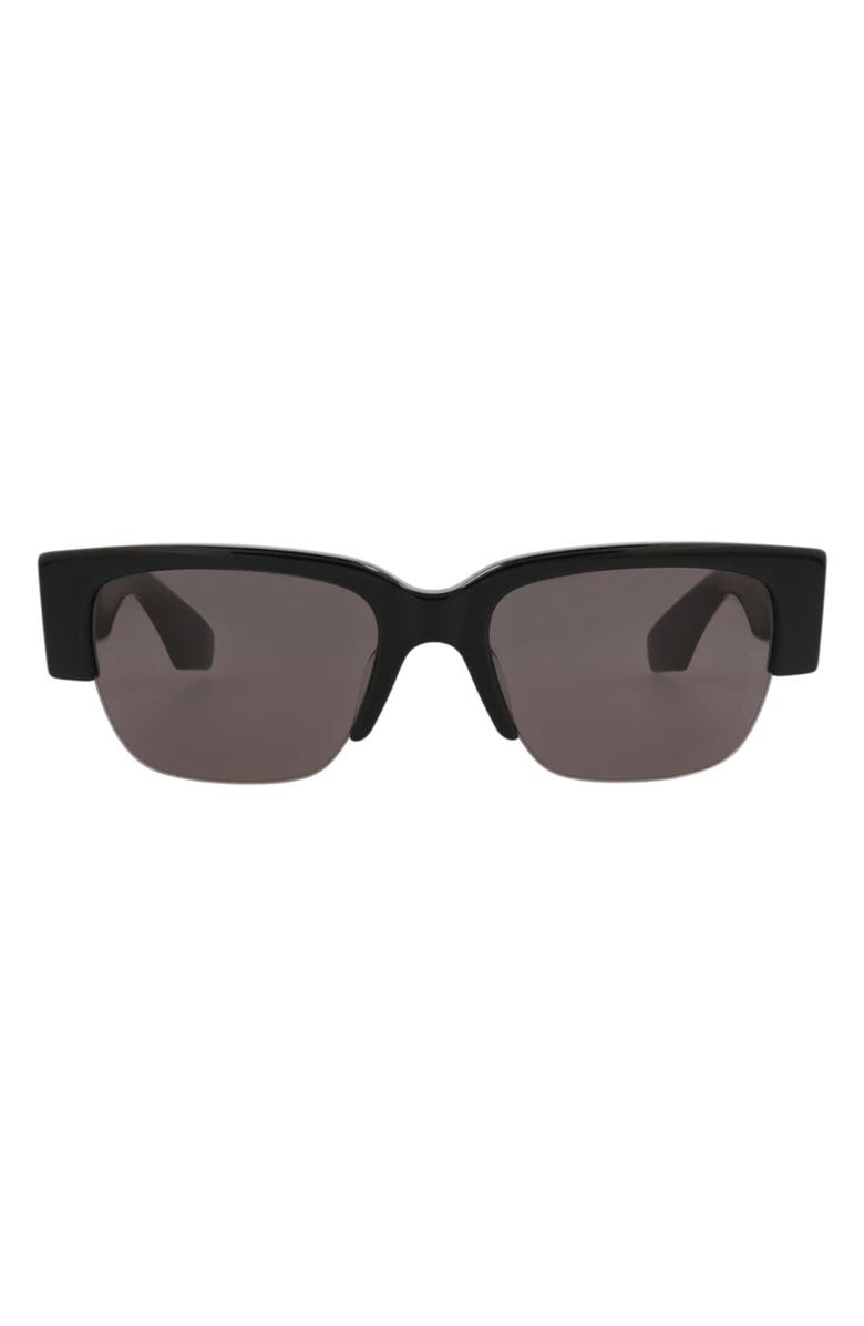 McQueen 54mm Half Rim Sunglasses, Main, color, Black Black Grey