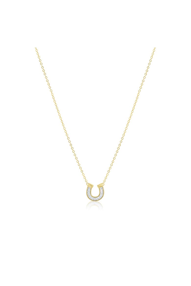 Baguette CZ Horseshoe Necklace, Main, color, Gold Plated Sterling Silver