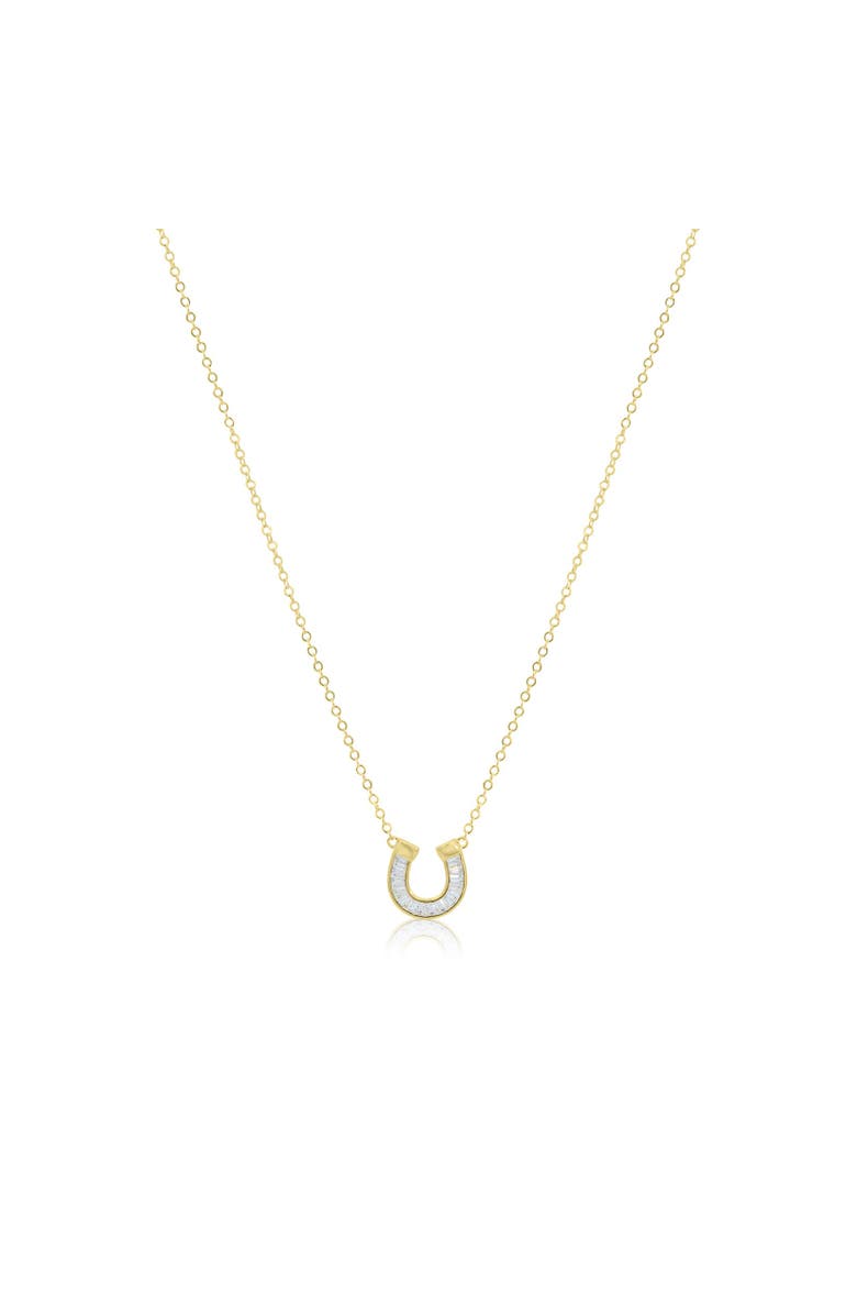 The Lovery Fine Jewelry Baguette CZ Horseshoe Necklace, Main, color, Gold Plated Sterling Silver