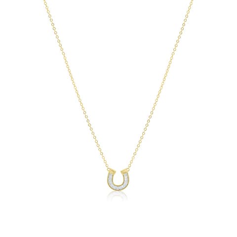 Baguette CZ Horseshoe Necklace