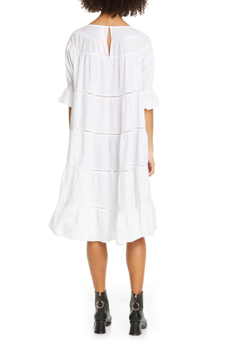 Paradis Open Tier Cotton Dress, Alternate, color, WHITE