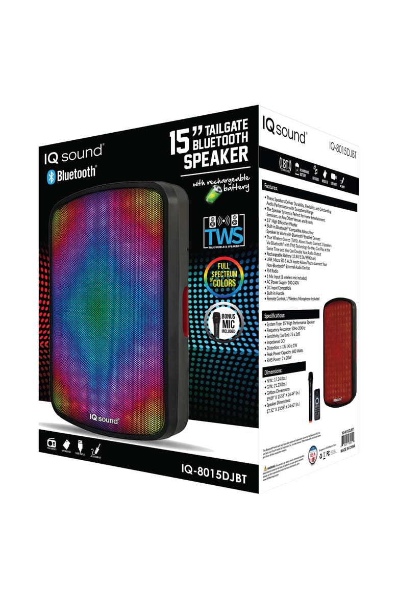 15 Inch Portable Bluetooth Speaker with TWS Technology, Alternate, color, Black