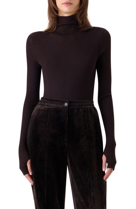Cashmere & Silk Rib Funnel Neck Sweater