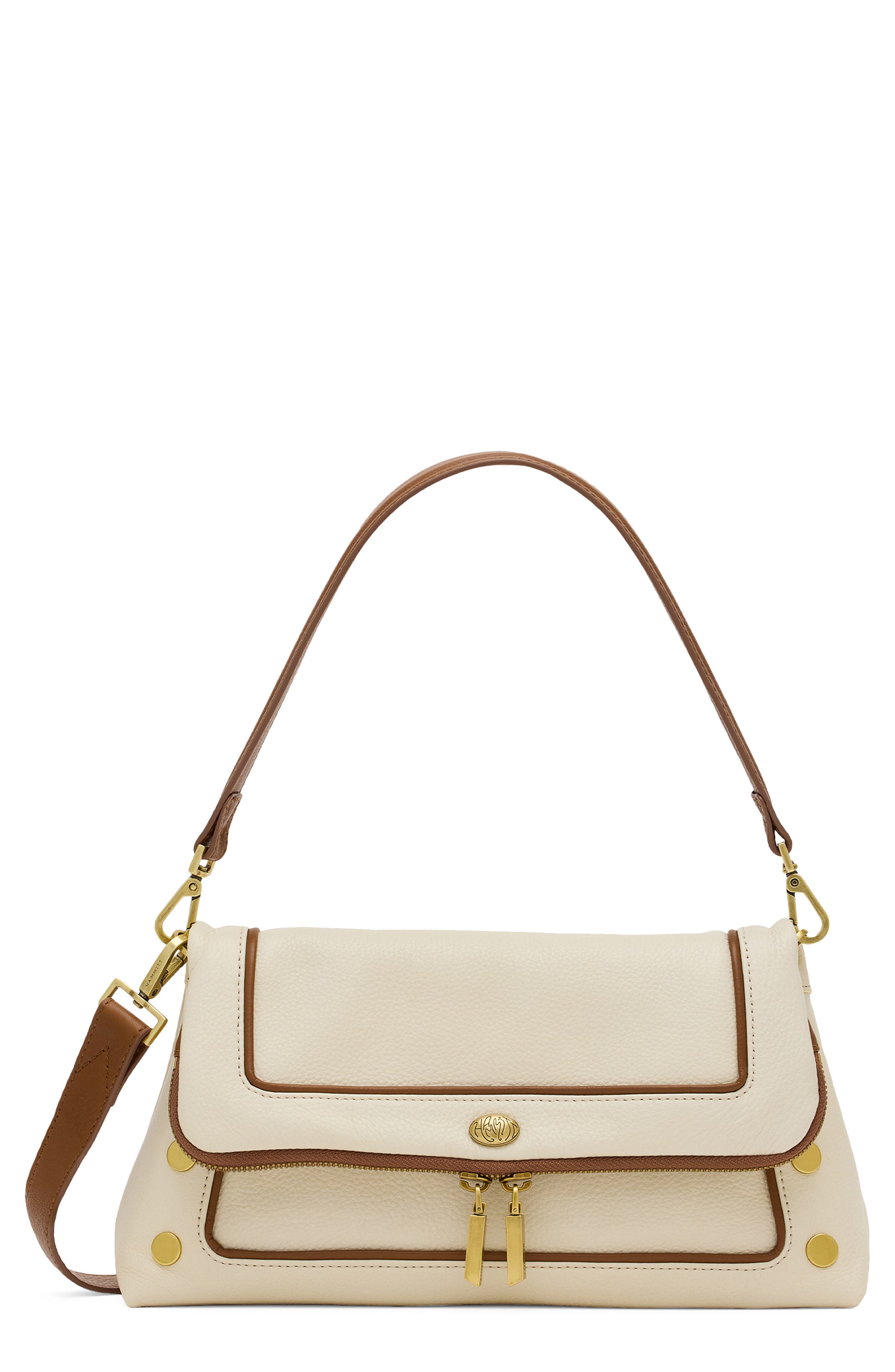 HAMMITT Medium Beverly Leather Shoulder Bag, Main, color, West End/ Antique Gold