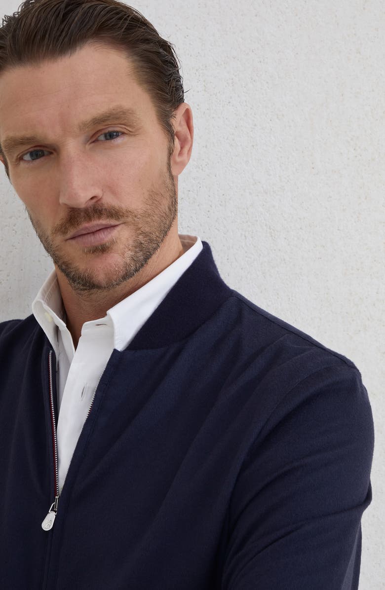 Brunello Cucinelli Cashmere bomber, Alternate, color, Avio Blue