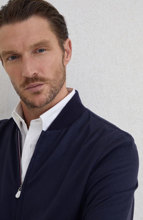 Brunello Cucinelli Wool And Cashmere Blend Cardigan In Blue
