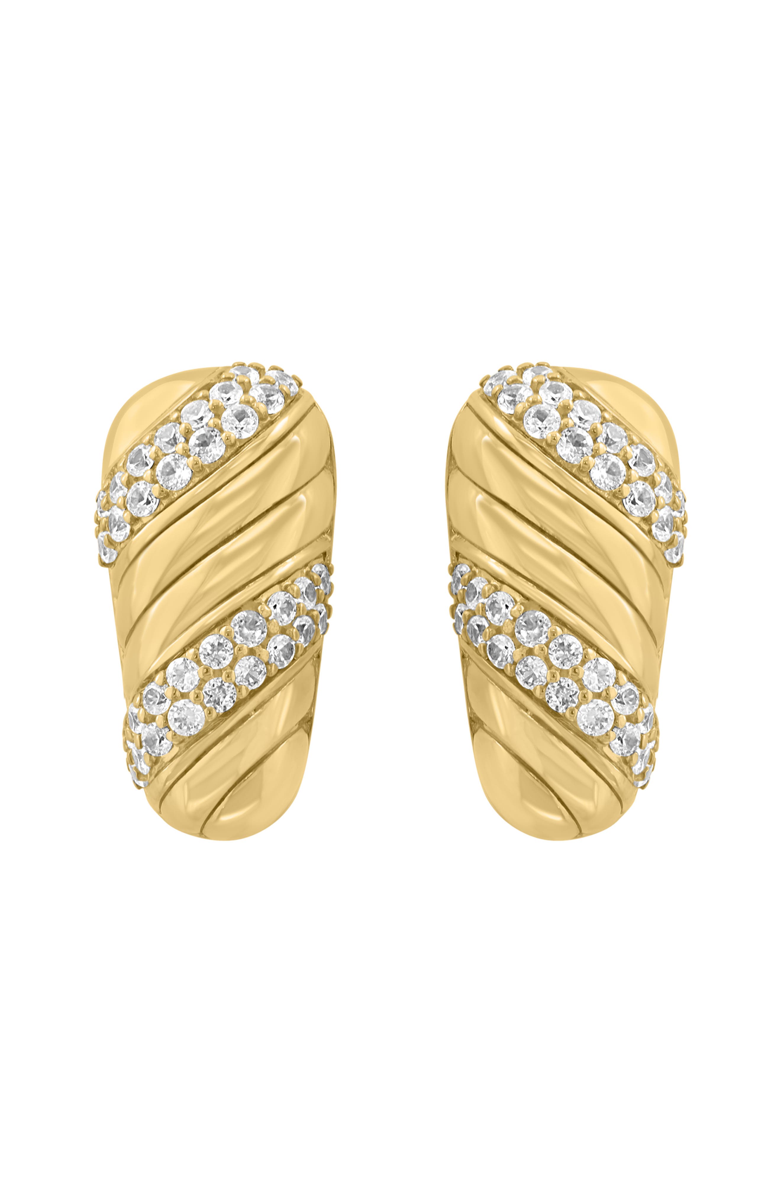 EFFY 14K Gold Plated Sterling Silver Zircon Nugget Stud Earrings