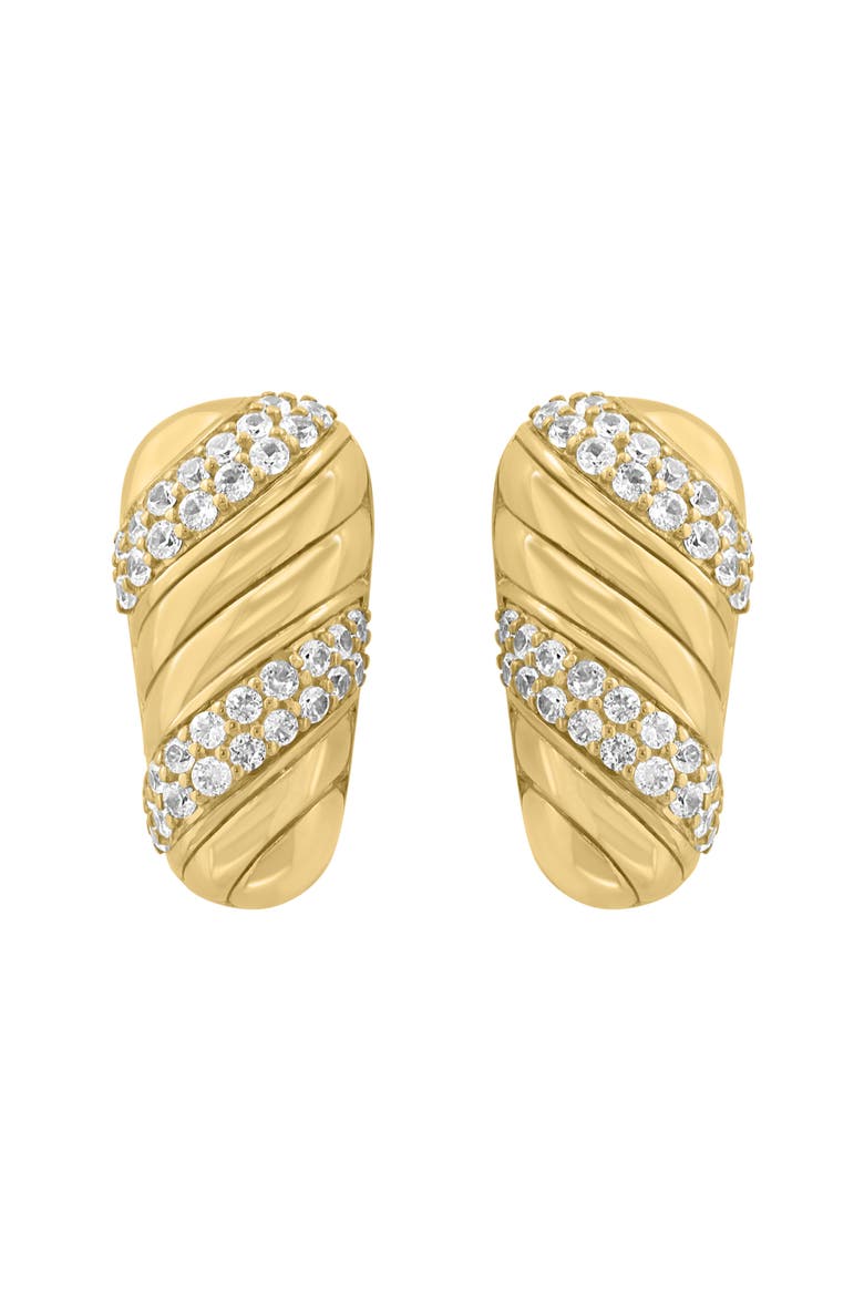 14K Gold Plated Sterling Silver Zircon Nugget Stud Earrings, Main, color, GOLD
