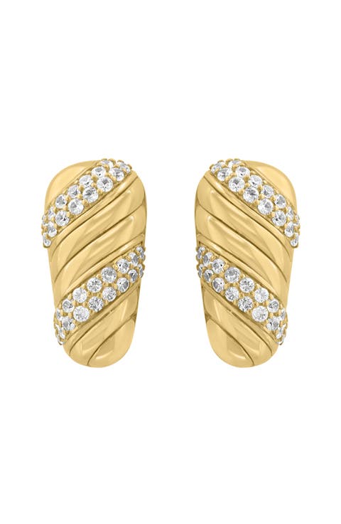 14K Gold Plated Sterling Silver Zircon Nugget Stud Earrings