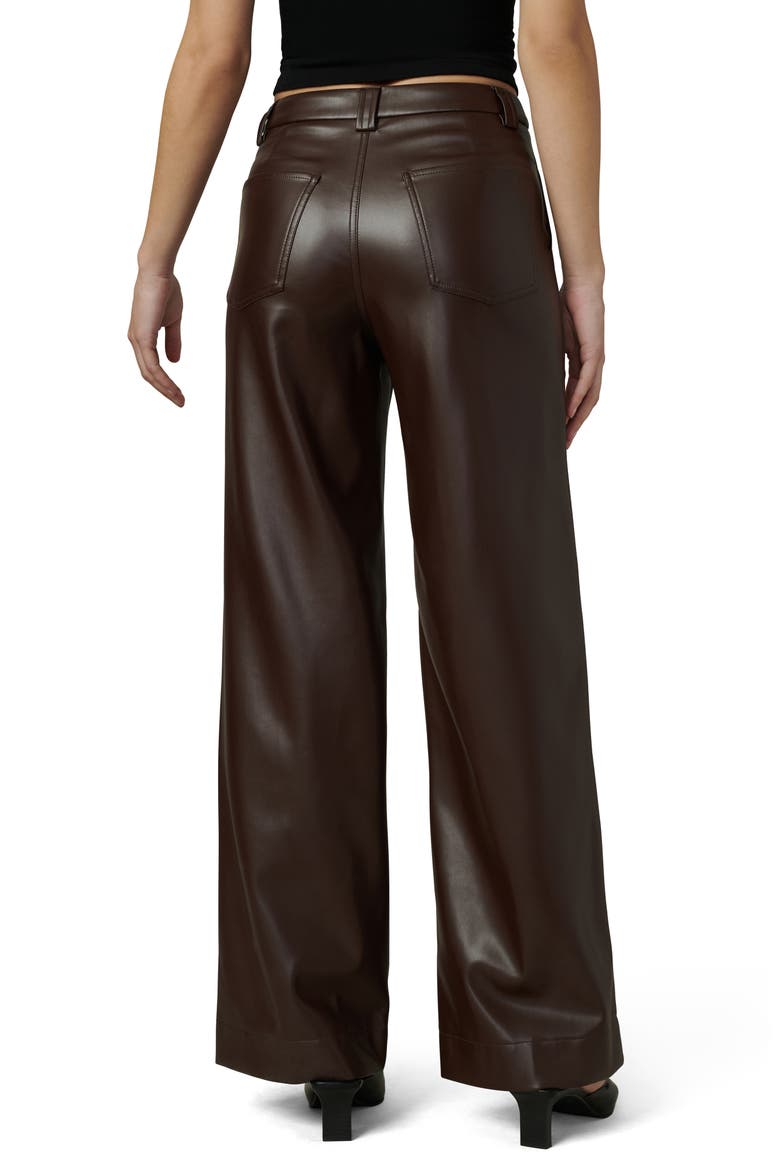 The Mia High Waist Faux Leather Wide Leg Jeans, Alternate, color, COFFEE BEAN