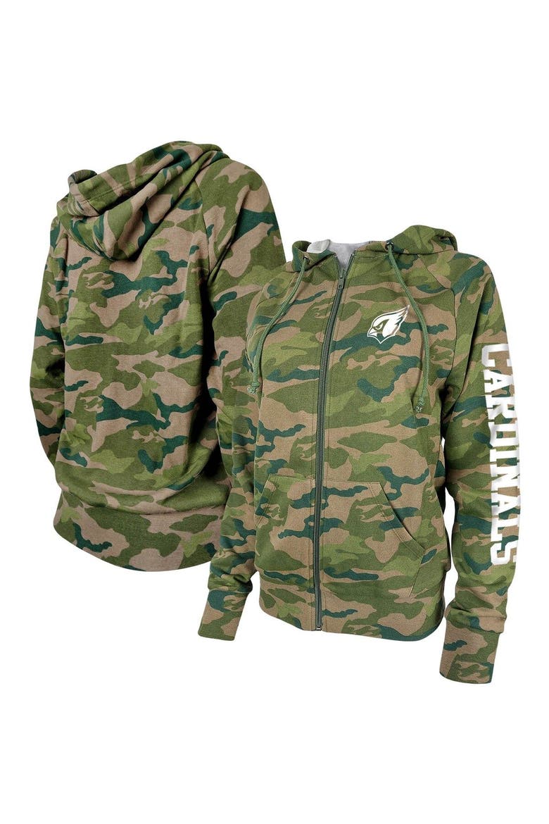 Women's New Era Camo Arizona Cardinals Raglan Full-Zip Hoodie, Main, color, Camo