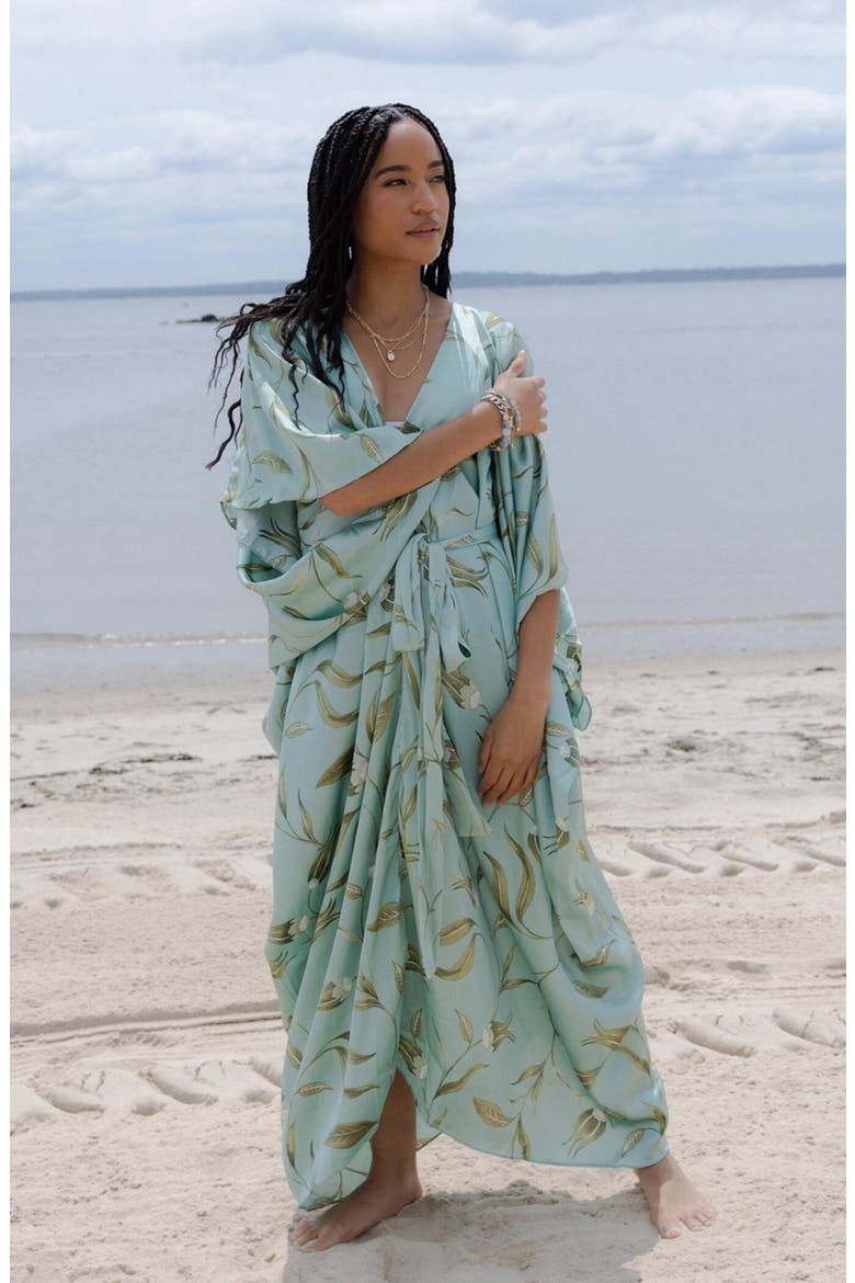 Tie Front Kaftan, Alternate, color, PASTEL GREEN