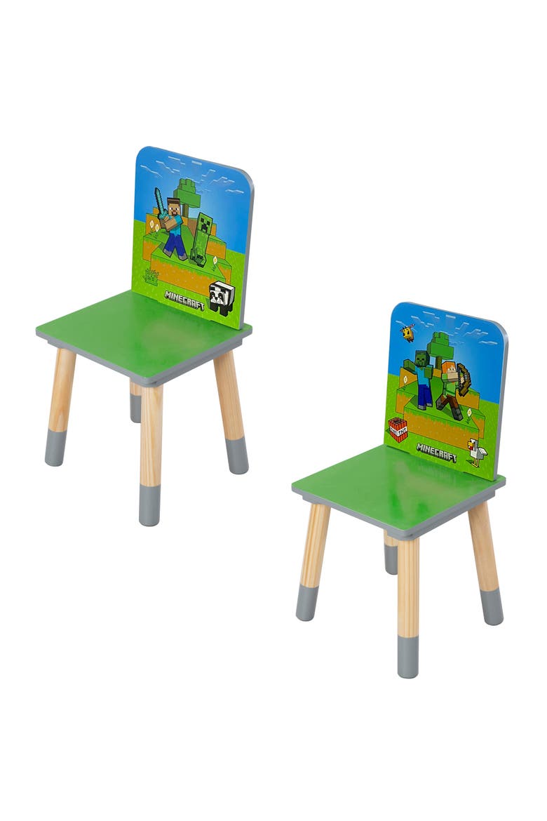 Kids Wooden Table & Chair Set Green & Blue, 3Piece Decor, Alternate, color, Multicolored