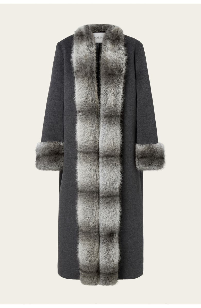 Malina Anouk Yve Faux Fur Wool Coat, Alternate, color, Grey