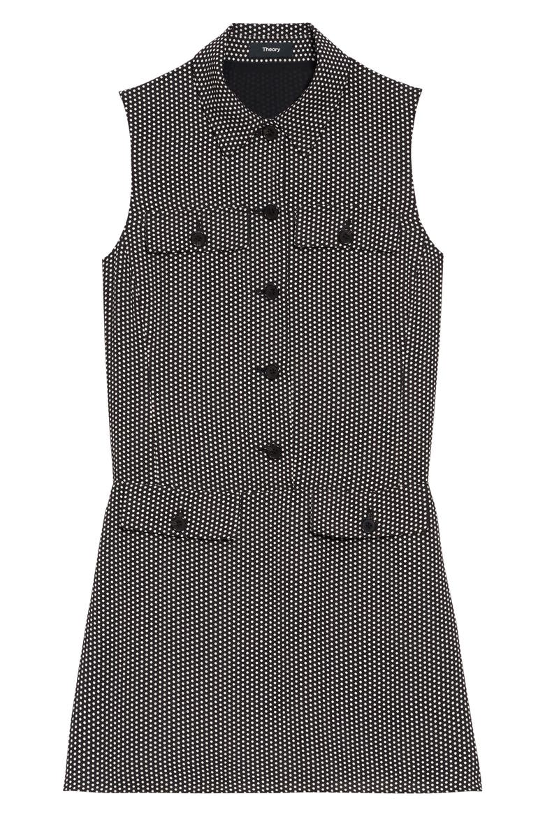 Button Front Recycled Polyester Minidress, Alternate, color, BLACK MULTI