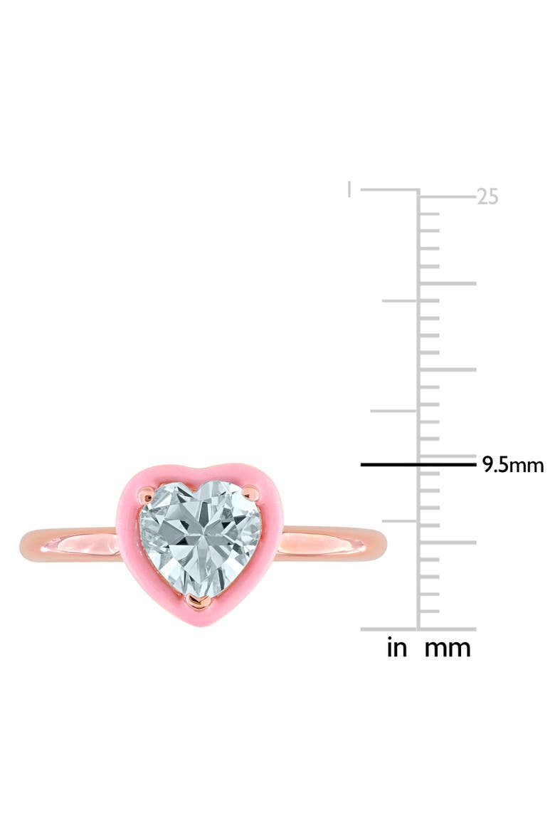 Aquamarine & Pink Enamel Heart Ring Rose Plated, Alternate, color, Aquamarine
