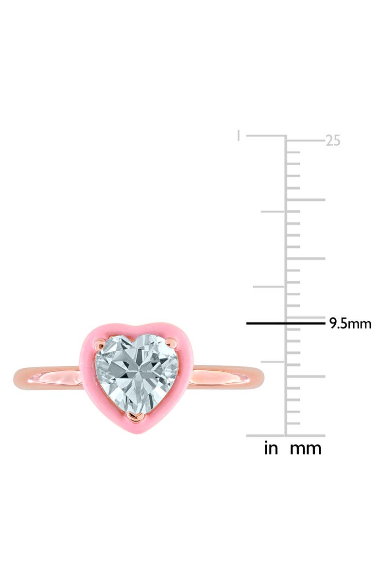 Julianna B. Aquamarine & Pink Enamel Heart Ring Rose Plated, Alternate, color, Aquamarine