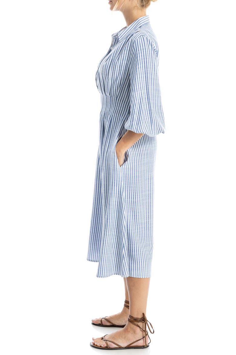 Stripe Balloon Sleeve Shirtdress, Alternate, color, DENIM/ BLACK FRAMED STRIPE