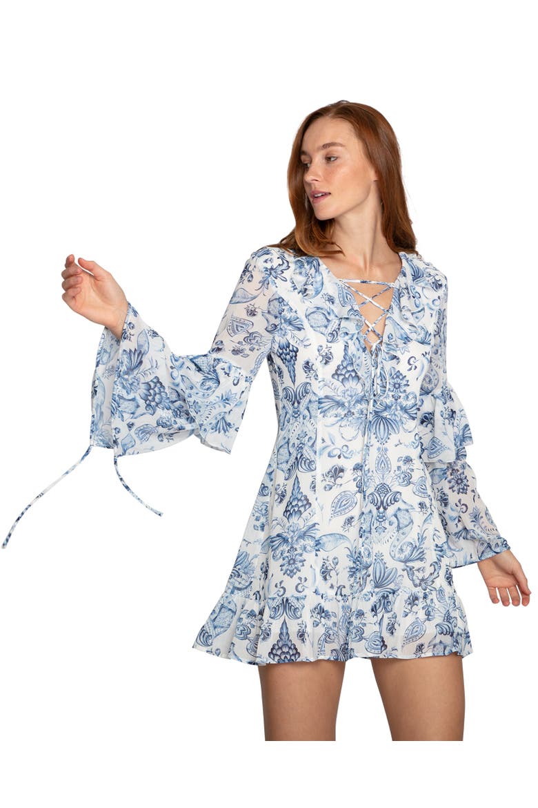 Mad About You Floral Print Mini Dress, Alternate, color, blue