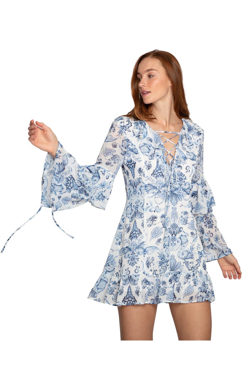 Belle & Bloom Mad About You Floral Print Mini Dress, Alternate, color, Blue