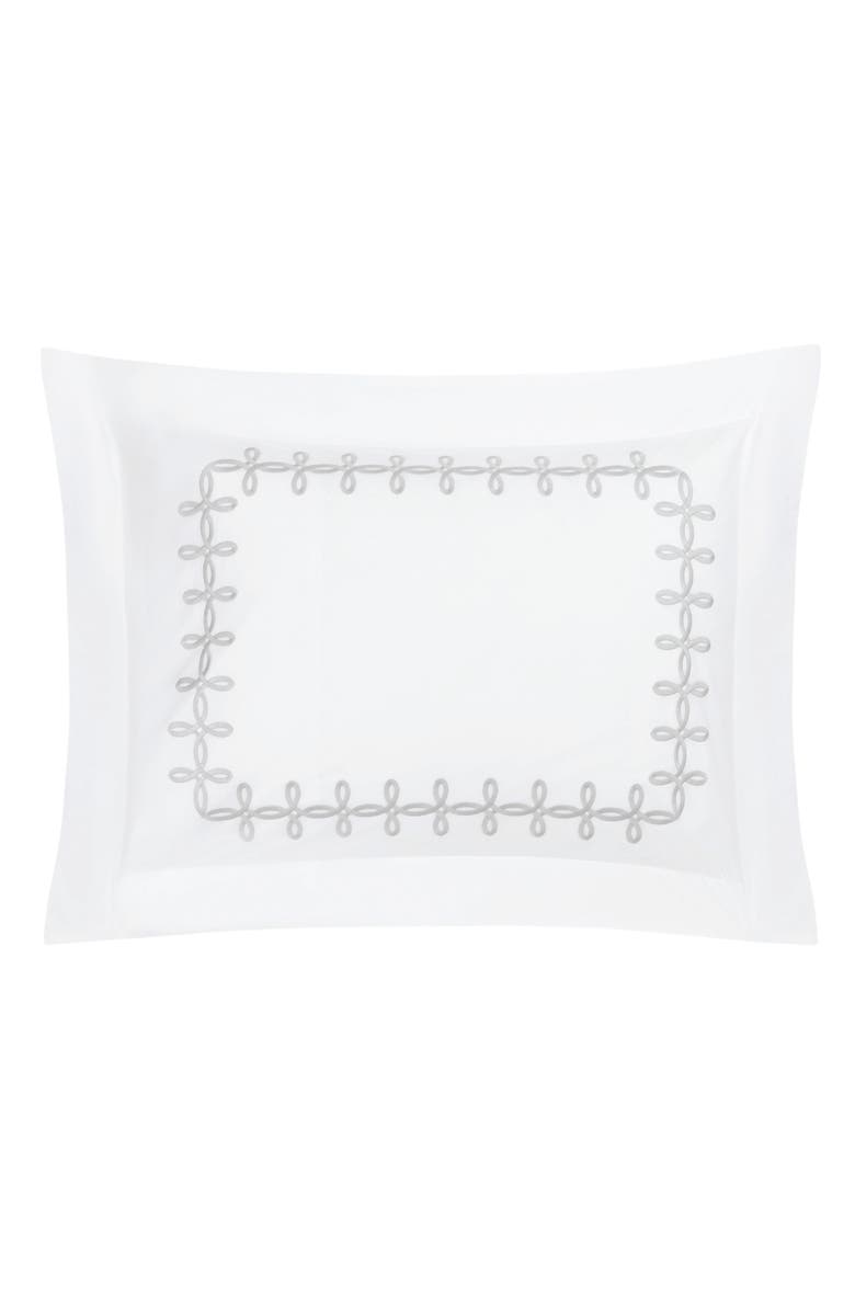 Matouk Gordian Knot Egyptian Cotton Percale Pillow Sham, Main, color, Silver