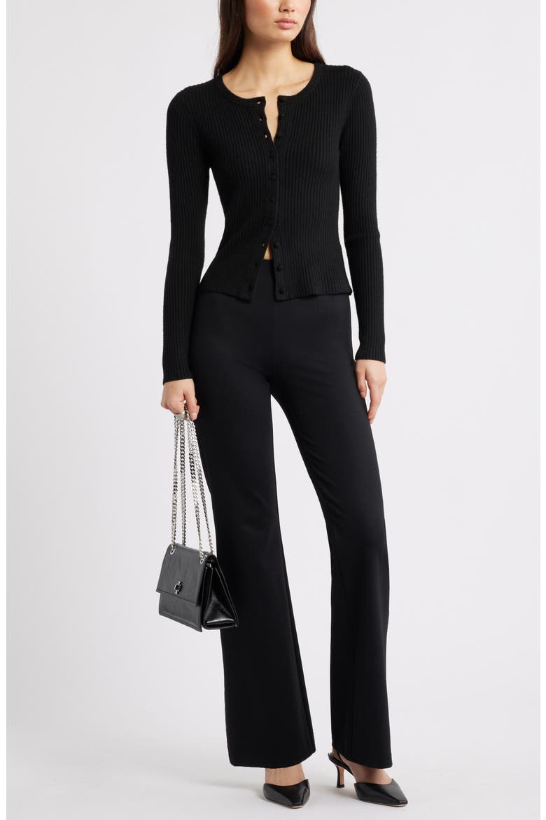 High Waist Flare Pants, Alternate, color, BLACK
