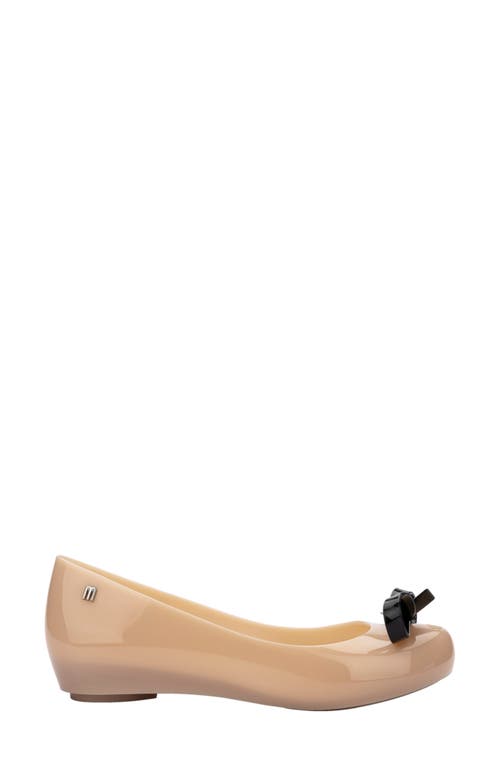 Melissa Ultragirl Bow Iii Flat In Beige/blck