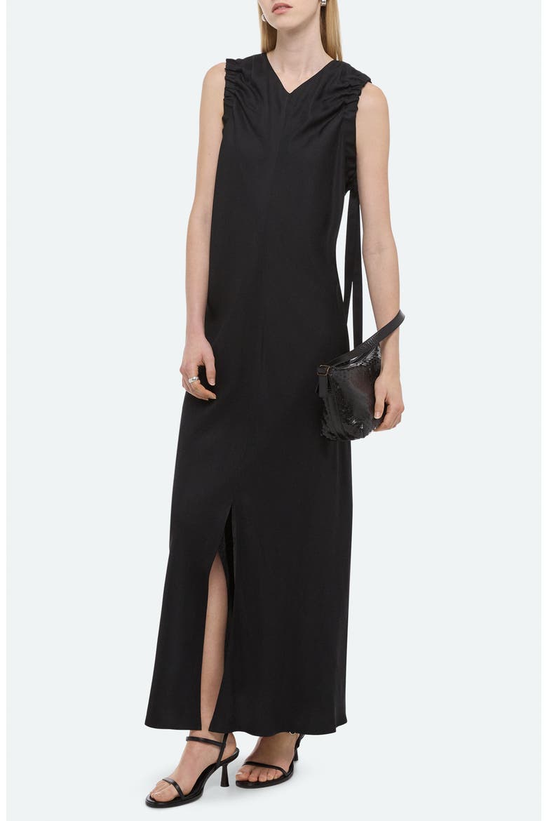 Ruched Sleeveless Maxi Dress, Main, color, BLACK
