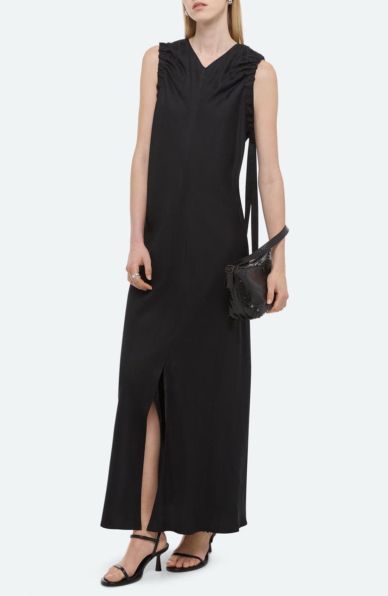 Helmut Lang Ruched Sleeveless Maxi Dress, Main, color, Black