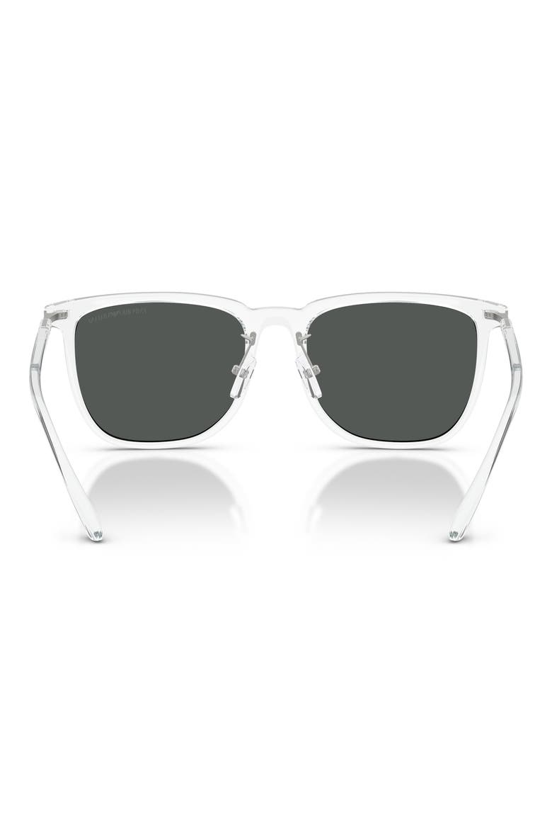 56mm Low Bridge Square Sunglasses, Alternate, color, SHINY CRYSTAL / DARK GREY