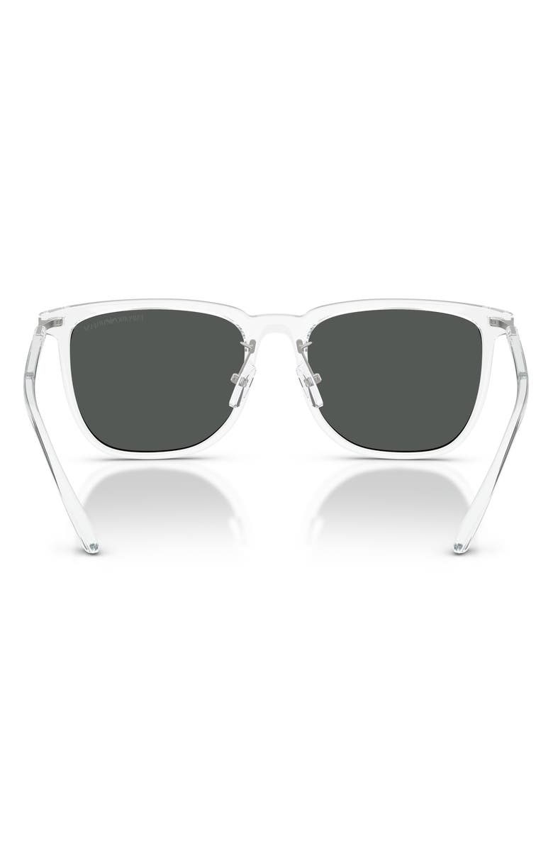 Emporio Armani 56mm Low Bridge Square Sunglasses, Alternate, color, Shiny Crystal / Dark Grey