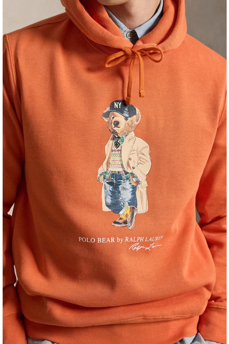 Polo Bear Cotton Blend Fleece Graphic Hoodie, Alternate, color, ORANGE