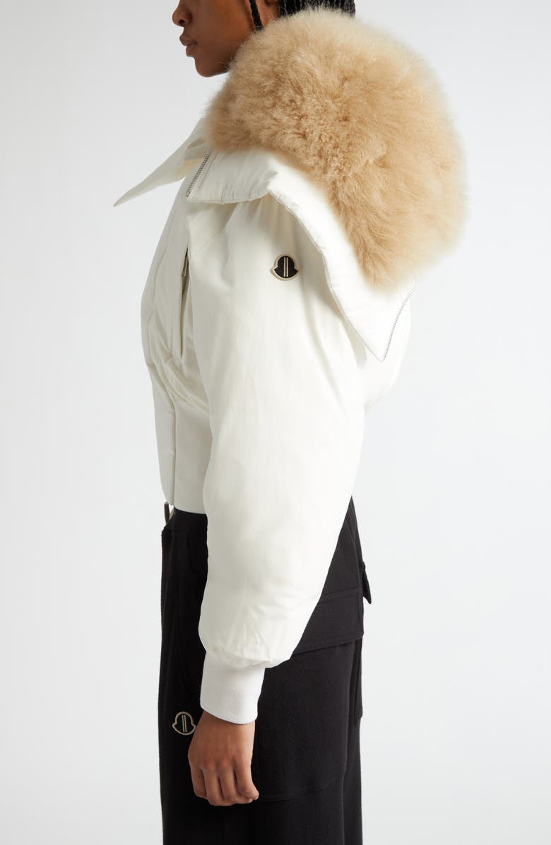 Moncler Alice Short Down Parka with Genuine Goat Hair Trim, Alternate, color, 