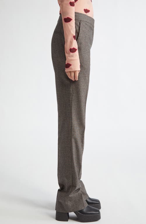 Stella Mccartney Slim Fit Check Split Hem Wool Pants In Camel/grey