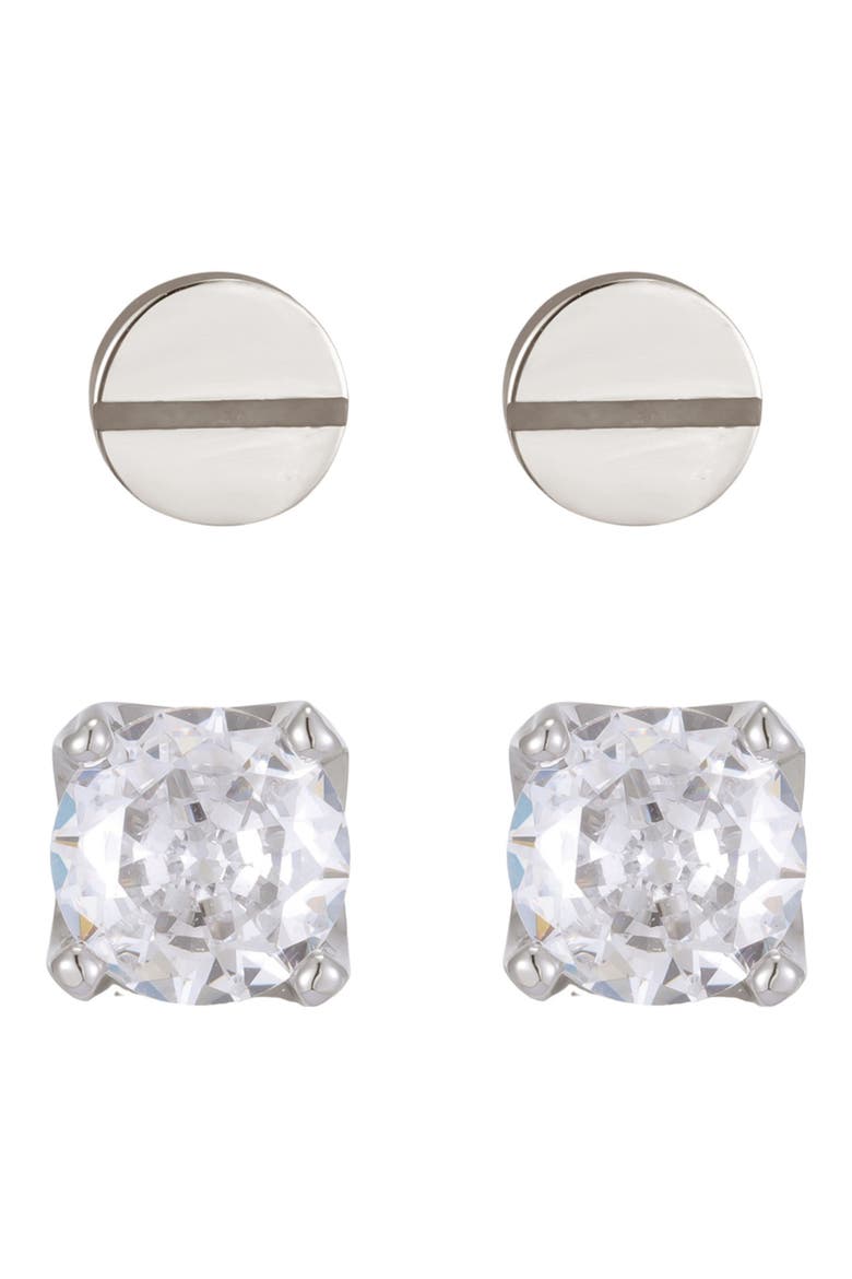 Men's Silver Plated Stud Earrings, Alternate, color, SILVER