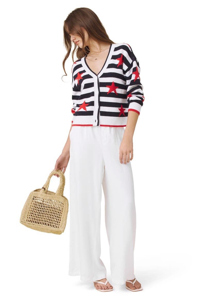 Liberty Stripe Star Intarsia Cotton Blend Sweater, Alternate, color, WHITE/ NAVY BLUE/ MULTI
