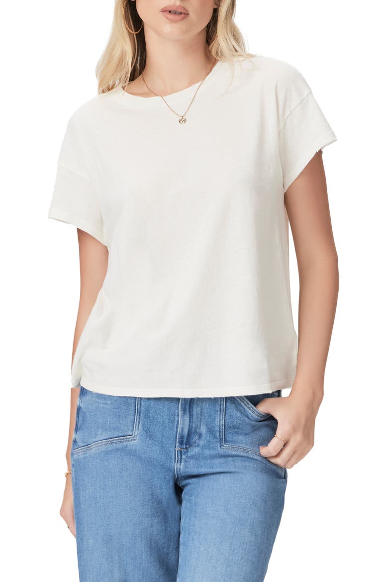 Ren Cotton & Linen Crewneck T-Shirt, Alternate, color, OFFWHITE