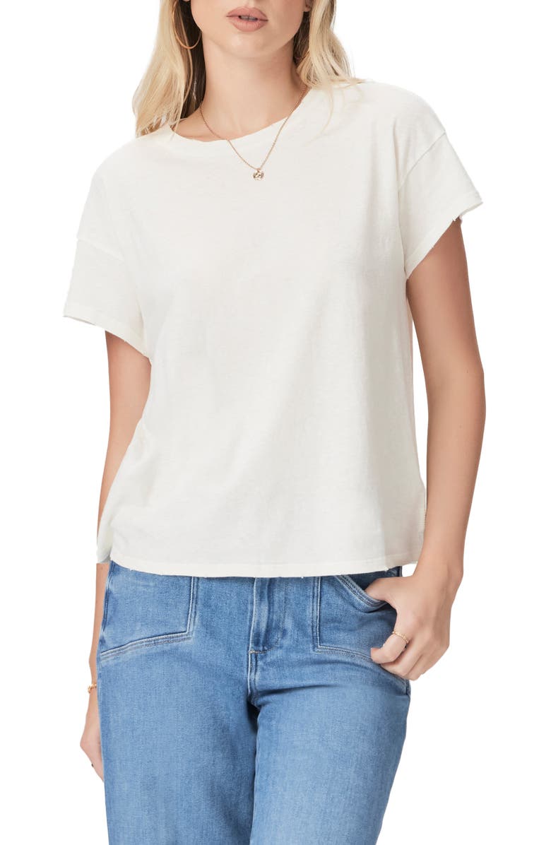 PAIGE Ren Cotton & Linen Crewneck T-Shirt, Alternate, color, 