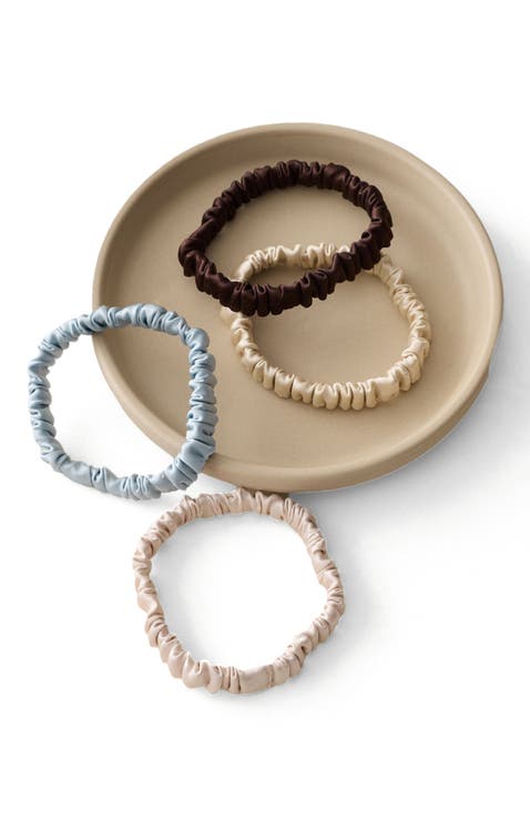Silk hair tie four pack
