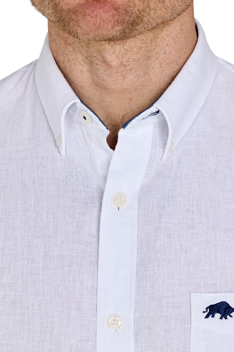 Short Sleeve Linen Blend Shirt, Alternate, color, White