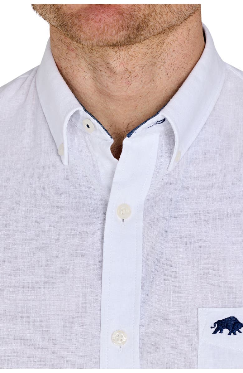 Raging Bull Short Sleeve Linen Shirt, Alternate, color, White
