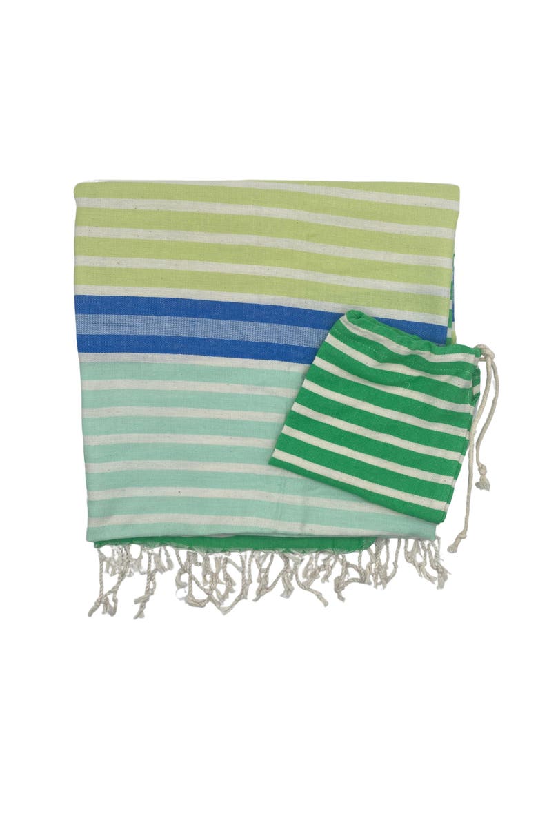 Feelgoodz Shoreline XL Turkish Cotton Towel with Matching Pouch, Main, color, Cape Code
