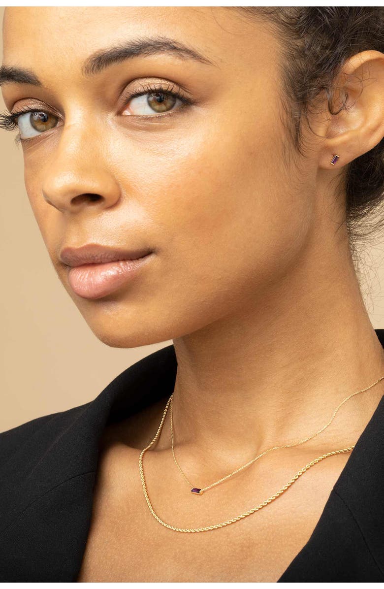 Oradina 14K Gold Fresco Baguette Pendant Necklace, Alternate, color, Gold/Green